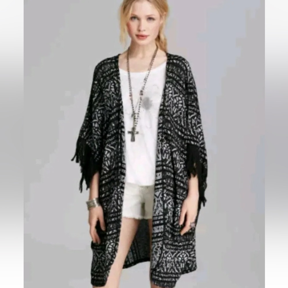 Free People gray black boho cardigan kimono